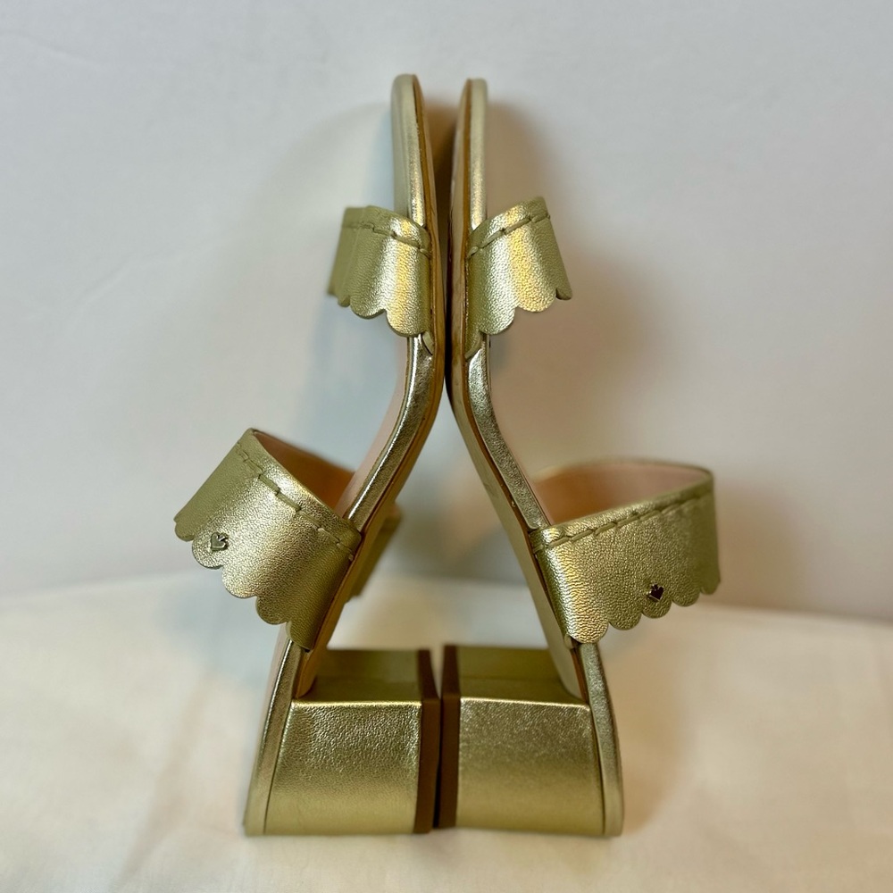 New Kate Spade Chrissie Gold Scalloped heeled Sandals / size 6.5 - Picture 9 of 13